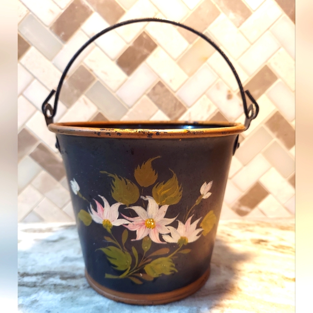 Hand painted toleware bucket